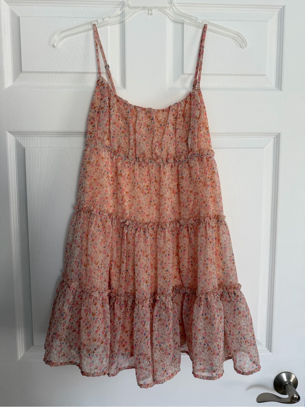 Aeropostale Pink Floral Tiered Sundress - Lightweight Spaghetti Strap Dress